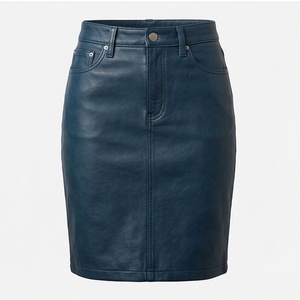Jupe crayon en similicuir taille haute pour femme, longueur genou, couleur unie avec poche, design brillant, à porter toute l'année - Product Image 5