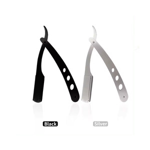 Professional Barber Straight Edge Razor with <b>Silver</b> Handle Stainless Steel Turkish Blades New Disposable Safety Shaver - Product Image 4