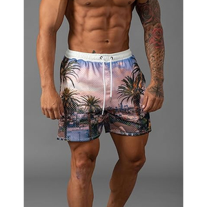 กางเกงขาสั้นผ้าตาข่ายโพลีเอสเตอร์ 100% สตรีทแวร์ผู้ชาย ลายหัวกะโหลกสลักเลเซอร์ เอวกลาง มีเชือกผูก ปรับแต่งแบรนด์ได้ น้ำหนักมาก - Product Image 6