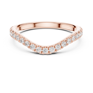 Rose Gold Lab Grown Diamond Curved Wedding Band Contoured Pavé <b>Stacking</b> <b>Ring</b> Women's Fine Jewelry Matching <b>Ring</b> - Product Image 1