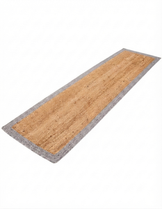 Alfombra de Yute Natural Tejida a Mano con Borde Gris para Interiores, Pasillos, Cocinas y Pisos - Product Image 3