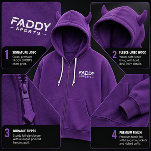 Custom Purple Devil Horns Zip Up Hoodie Streetwear Y2K <b>Gothic</b> Horned Sweatshirt Heavyweight Fleece Unisex Full Zip <b>Jacket</b> Men - Product Image 6