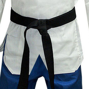 Unisex Taekwondo Uniform White Top Blue Pants <b>Black</b> <b>Belt</b> 100 Cotton Breathable Regular Fit Adult Martial Arts Wear - Product Image 3