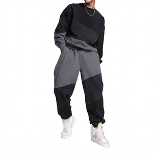 Ensemble de survêtement unisexe à blocs de couleurs, sweat-shirt à manches longues et col rond, coupe ample, avec poches latérales, taille élastique, automne - Product Image 4