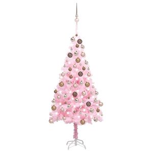 Arbre de Noël artificiel pré-éclairé en PVC rose de 70.9 pouces avec jeu de boules - Product Image 1