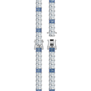 Pulsera de tenis de lujo con diamantes de zafiro y gemas de corte esmeralda, oro de 14K y 18K, joyería fina, regalo de aniversario de bodas para mujer - Product Image 6