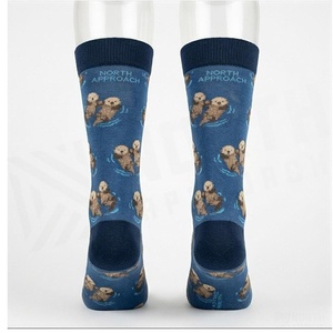 Crew <b>Socks</b> Geometric Pattern Blue Breathable <b>Running</b> <b>Socks</b> for Adults Spring Season - Product Image 2