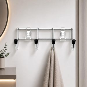 <b>Wall</b> Mounted Stainless Steel <b>Coat</b> <b>Rack</b> 4 Hooks Minimalist Design Rust Resistant Bathroom Towel Hook Organizer - Product Image 1