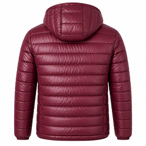 Veste matelassée unisexe épaisse coupe-vent respirante en tissu PU à capuche pour sports d'hiver en plein air avec logo personnalisé sur le devant - Product Image 5