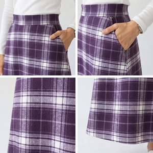 Faldas largas de franela a cuadros para mujer, de longitud completa, para invierno, con bolsillo lateral y cintura regular - Product Image 6