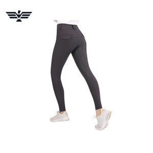 Pantalones de Montar de Cintura Alta para Mujer, Color Sólido, con Bolsillos, Transpirables, de Punto, Spandex y Nailon - Product Image 3