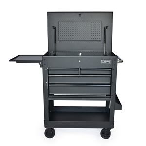 Matte Black Powder Coated Steel 4 <b>Drawer</b> Utility Cart Family keywords: for Garage Workshop Storage Use - Product Image 4