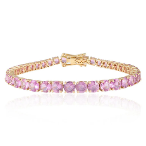 14K Round Pink Sapphire Tennis Bracelet-Chic Minimal Fashion Jewelry - Product Image 1