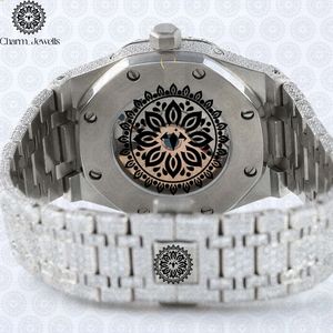 Charm Jewells Luxury Stainless Steel <b>Watch</b> 42mm Round Case Analog Quartz Movement Diamond Encrusted Folding Clasp - Product Image 3