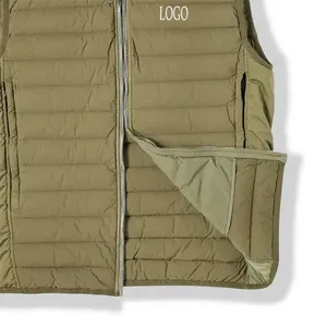 Gilet matelassé sans manches noir pour homme, col montant, coupe-vent, polyester, bande réfléchissante, veste sportive d'automne - Product Image 5