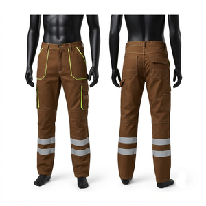 260 GSM Corduroy Cotton Polyester <b>Black</b> Hi Vis Reflective Mid Waterproof Breathable <b>Work</b> Uniform Utility <b>Pants</b> Custom Print Logo - Product Image 2
