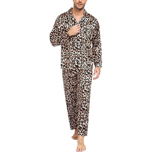 Traje de noche para hombre, conjunto de pantalones cortos de manga corta con cuello redondo, cintura elástica, suave, transpirable, ligero, pijamas de verano, ropa de dormir para el hogar - Product Image 2