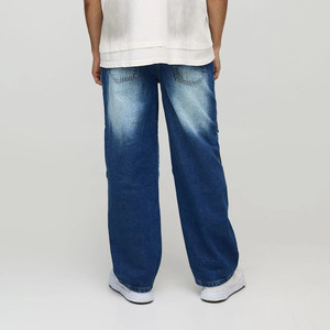 Wholesale High Quality Vintage Men's Straight Wide Leg Plus Size Unisex Loose Fit Hip Hop High Street denim men's pant - Product Image 6