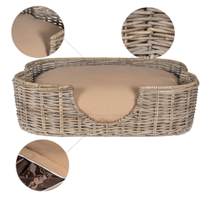 Artex Hai Nam Handwoven Eco-Friendly Soft Rattan <b>Portable</b> Pet <b>Bed</b> for Dogs/Cats/Rabbits Removable Washable Cushion - Product Image 3