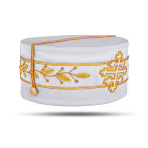 High Quality Sovereign Grand Commander White Crown <b>Cap</b> Custom Gold Embroidery Gold Bullion Ceremonial Regalia - Product Image 2