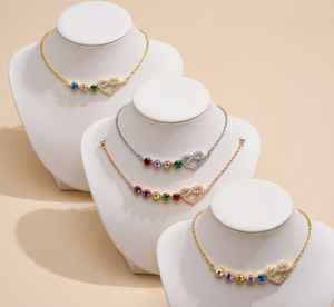 Platinum CZ Diamond Heart Charm <b>Bracelets</b> Multi Color Stone Black Rhodium Plated <b>Adjustable</b> Link <b>Bracelet</b> for Women Gift - Product Image 3