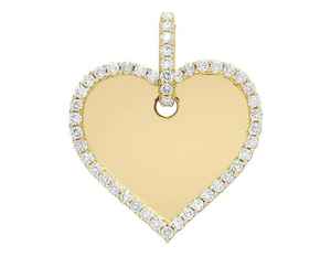 Pendentif Cœur Sertie de Pierres Moissanite en Or Jaune, Fabrication Indienne, Bijoux Hip Hop pour Hommes et Femmes, Cadeau en Vente - Product Image 1