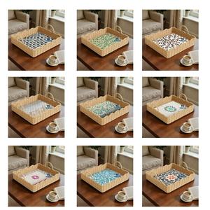 Bandeja de Ratán con Incrustaciones de Nácar Festoneadas, Estilo Artesanal, para Tiendas de Regalos y Marcas de Hogar, Bandeja Decorativa con Incrustaciones de Perlas - Product Image 2