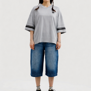 Maillot de football américain oversize en gros, manches courtes, col en V, imprimé numéro, streetwear, 100 % polyester, antibactérien - Product Image 5