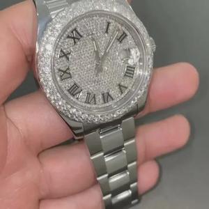 Reloj Automático de Alta Calidad con Bisel de Diamantes Moissanite VVS de Lujo, Correa de Acero Inoxidable con Baño de Oro Blanco, Pasa el Test de Diamantes - Product Image 3