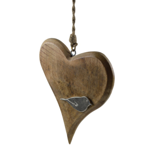Ensemble de trois cœurs décoratifs suspendus en bois au design combiné, idéal pour l'intérieur, en matériaux naturels, pour Noël - Product Image 2