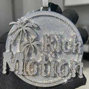 Colgante de Plata con Moissanita en Forma de Palmera, Estilo Hip Hop, con Incrustaciones de Diamantes, para Hombre - Product Image 2