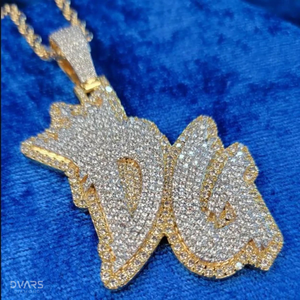 Colgante de Plata 925 Chapado en Oro de Dos Tonos con Nombre Personalizado, Estilo Hip Hop Bling, con Moissanita y Diamantes de Imitación - Product Image 2