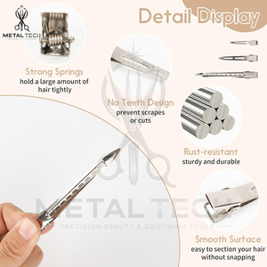 Meilleur produit en gros : Ensemble de pinces à cheveux en métal argenté pour la coiffure professionnelle, pinces bec de canard pour boucles avec boîte de rangement transparente - Product Image 3