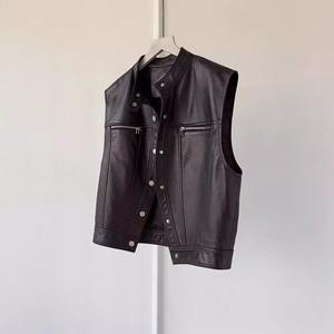 Gilet en cuir véritable OEM imperméable en toile pour femme, style motard personnalisable, tendance 2026 - Product Image 3