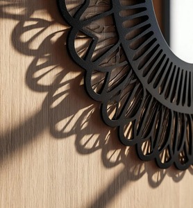 Black <b>Frame</b> Round Wall Mirror Perfect For Living Room Bedroom And Entryway Modern Minimal Home Decor Handcrafted From India - Product Image 6