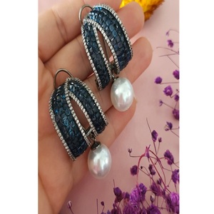 Pendientes de Plata de Alta Calidad con Circonita para Mujer, Ideales para Fiestas Nocturnas, Colección de Moda - Product Image 1