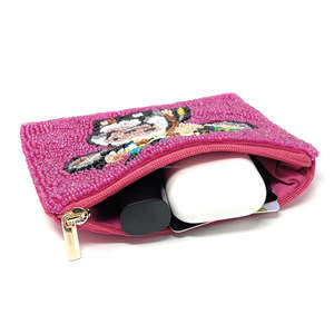 Bolso de mano tipo clutch con diseño de vaca, toro y corona floral, hecho a mano con cuentas, lentejuelas y cuentas de semilla, bordado, moderno, estilo western, para fiesta, con temática de animales de granja, natural - Product Image 3