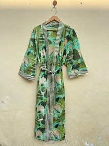Bata de algodón con estampado floral, bata de baño ligera para mujer, ropa de dormir de verano - Product Image 2