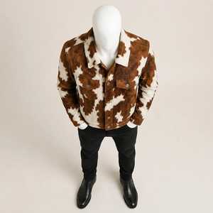 Chaqueta de Cuero Genuino para Hombre, Estilo Motero, con Estampado Animal, Cuello Camisero, Cierre de Cremallera, Ropa de Invierno, Corte Ajustado, Forro Personalizado - Product Image 4