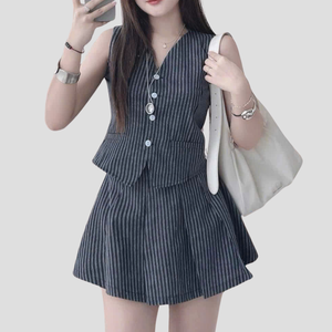 Ensemble jupe longue 2 pièces décontractée pour femmes emballage personnalisé solide tricot prix d'usine Vietnam fabricant OEM tissu naturel - Product Image 4