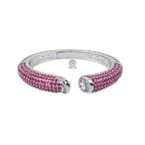 Christina Ruby 14K Gold Plated Pearl Diamond Designer Women's Casual Bangle Bracelet for Party - Product Image 1