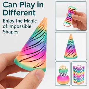 Set da 6 Fidget Spinner a Spirale a Cono Impossibile, Giocattolo Piramidale Stampato in 3D con Foro Passante, Regalo di Natale per Adulti e Bambini - Product Image 3