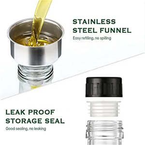 Vetro trasparente distributore di olio d'oliva bottiglia di ampolla con versatori e imbuto caraffa di olio d'oliva Decanter <span class=keywords><strong>per</strong></span> contenitore olio da cucina - Product Image 4
