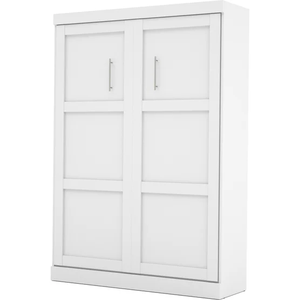 Lit Murphy blanc avec étagères de rangement, taille Queen, design moderne, meubles de chambre à coucher, lit mural pliable avec armoire intégrée - Product Image 4