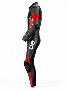 Custom Team Name-Number One-Piece Leather Motorcycle <b>Suit</b> | Black <b>Red</b> | Winter Printed | OEM ODM Manufacturer | Premium Design | - Product Image 3