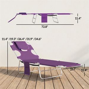 Chaise longue réglable pour l'extérieur, chaise longue pour bronzer, chaise longue violette - Product Image 6
