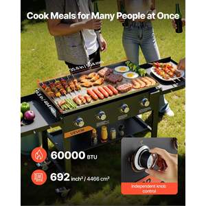 4-Burner <b>Gas</b> Flat Top Grill 36-Inch Foldable Propane <b>Griddle</b> Pulse Ignition 60000 BTU Outdoor Pan-Frying Grilling Camping - Product Image 3