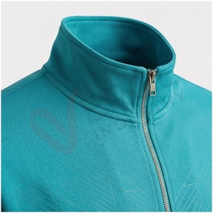 Conjunto Deportivo para Hombre en Color Verde Azulado, Manga Larga, Cuello Alto, Cierre Frontal con Cremallera, Color Sólido, Transpirable, Corte Regular, Ropa Casual para Otoño - Product Image 4