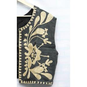 WOODEN BLOCK CRAFT INDIA Indian Handmade Breathable Eco-Friendly Sleeveless Women's Vest <b>Waistcoat</b> Printed Floral Pattern V-neck - Product Image 5