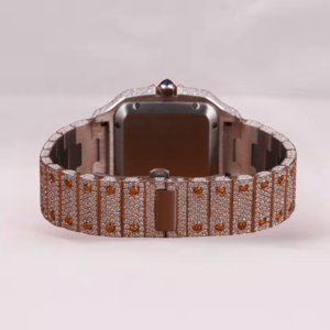 Reloj de Lujo con Logotipo Personalizado, Adornado con Moissanita, Esfera Cuadrada con Números Romanos, Certificado IGI y Claridad VVS - Product Image 3